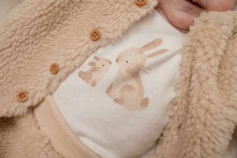 Little Dutch Zapinana bluza z kapturem Teddy - Baby Bunny Sand 92