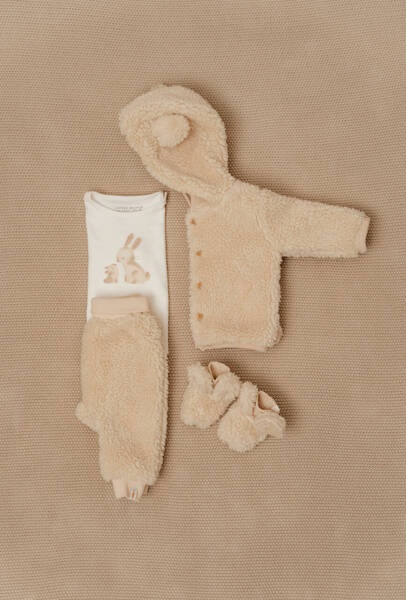 Little Dutch Zapinana bluza z kapturem Teddy - Baby Bunny Sand 92