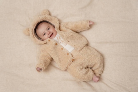 Little Dutch Zapinana bluza z kapturem Teddy - Baby Bunny Sand 92