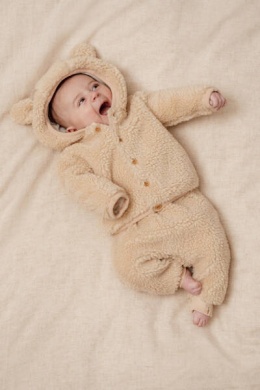 Little Dutch Zapinana bluza z kapturem Teddy - Baby Bunny Sand 92