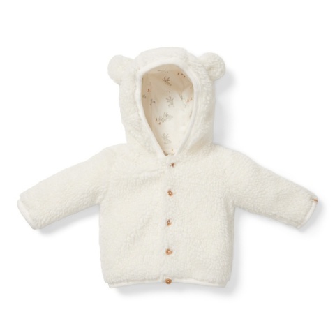Little Dutch Zapinana bluza z kapturem Teddy - Baby Bunny Off-White 74