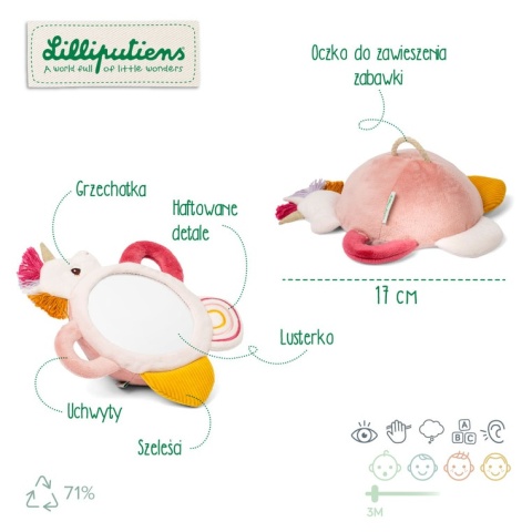 Lilliputiens Aktywizujące wielofunkcyjne lusterko sensoryczne z uchwytami Jednorożec Lena 3m+