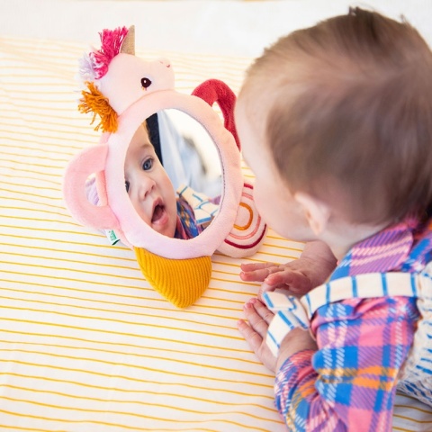 Lilliputiens Aktywizujące wielofunkcyjne lusterko sensoryczne z uchwytami Jednorożec Lena 3m+