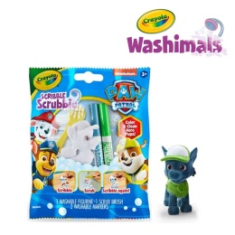 Crayola Figurki do malowania i mycia - zestaw zwierzątko 1szt., flamastry zmywalne 2 szt., szczoteczka Washimals Psi Patrol 3+