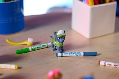 Crayola Figurki do malowania i mycia - zestaw zwierzątko 1szt., flamastry zmywalne 2 szt., szczoteczka Washimals Psi Patrol 3+