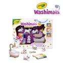 Crayola Figurki do malowania i mycia - zwierzątka 4 szt, flamastry zmywalne 6 szt., szczoteczka, wanna Washimals Kotki Glam 3+