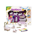 Crayola Figurki do malowania i mycia - zwierzątka 4 szt, flamastry zmywalne 6 szt., szczoteczka, wanna Washimals Kotki Glam 3+