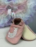 Kapcie dziecięce Barefoot PRO lama RÓŻ, różowe z antypoślizgową podeszwą
