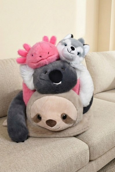 DOUDOU - obciążeniowy pluszowy aksolotl Podcoll Histoire d'Ours, 50 cm, różowy neonowy