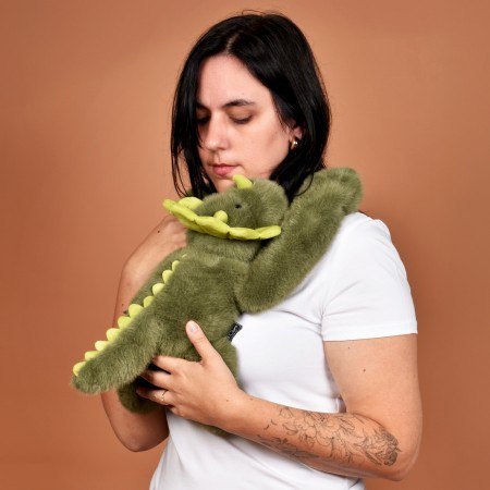 DOUDOU - obciążeniowy pluszowy dinozaur Podcoll Histoire d'Ours, 50 cm, ciemny zielony