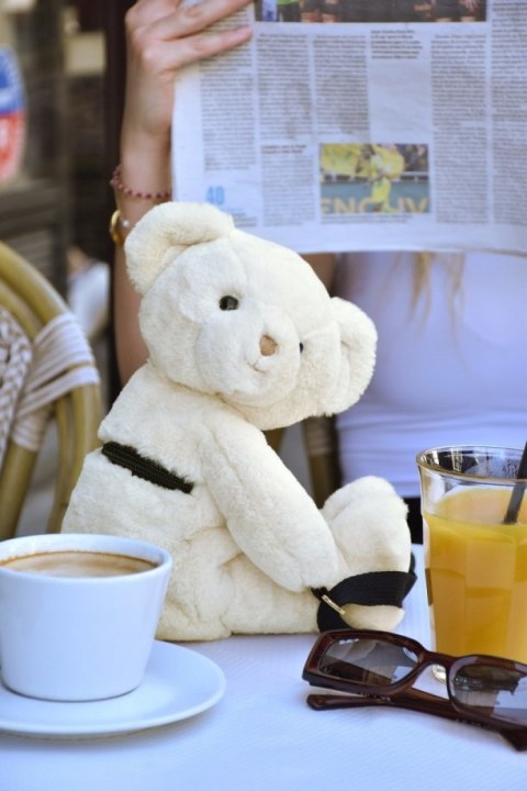 DOUDOU - pluszowa torba na ramię miś, Doudou et Compagnie, kość słoniowa