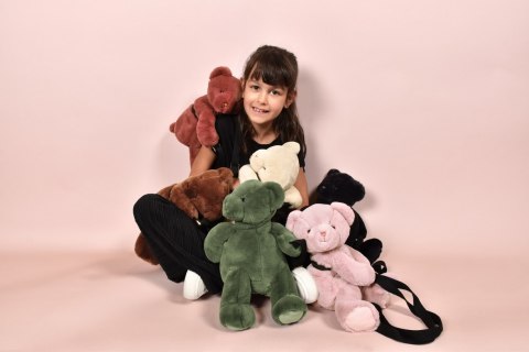 DOUDOU - pluszowa torba na ramię miś, Doudou et Compagnie, pudrowy róż