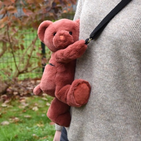 DOUDOU - pluszowa torba na ramię miś, Doudou et Compagnie, terakota