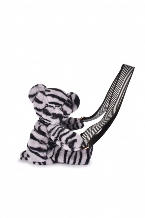 DOUDOU - pluszowa torba na ramię miś w zebrę, Doudou et Compagnie, czarno-biały zebra