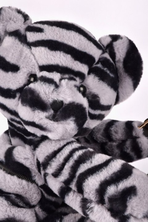 DOUDOU - pluszowa torba na ramię miś w zebrę, Doudou et Compagnie, czarno-biały zebra