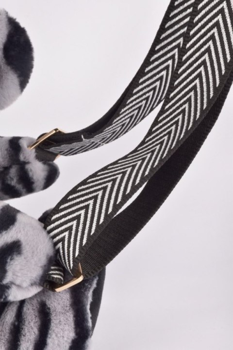 DOUDOU - pluszowa torba na ramię miś w zebrę, Doudou et Compagnie, czarno-biały zebra