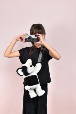 DOUDOU - pluszowa torba na ramię pies, Doudou et Compagnie, czarno-biały