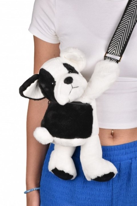 DOUDOU - pluszowa torba na ramię pies, Doudou et Compagnie, czarno-biały
