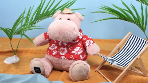 DOUDOU - pluszowy hipopotam ALOHA Histoire d'Ours, 38 cm, pudrowy
