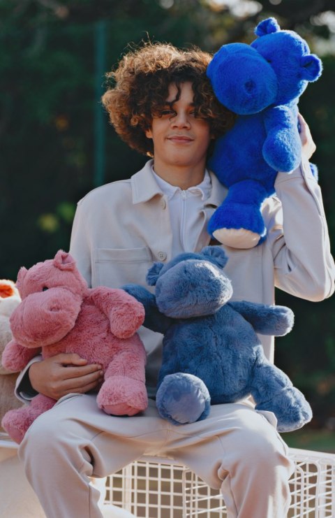 DOUDOU - pluszowy hipopotam HIP'BLUE Histoire d'Ours, 40 cm, niebieski