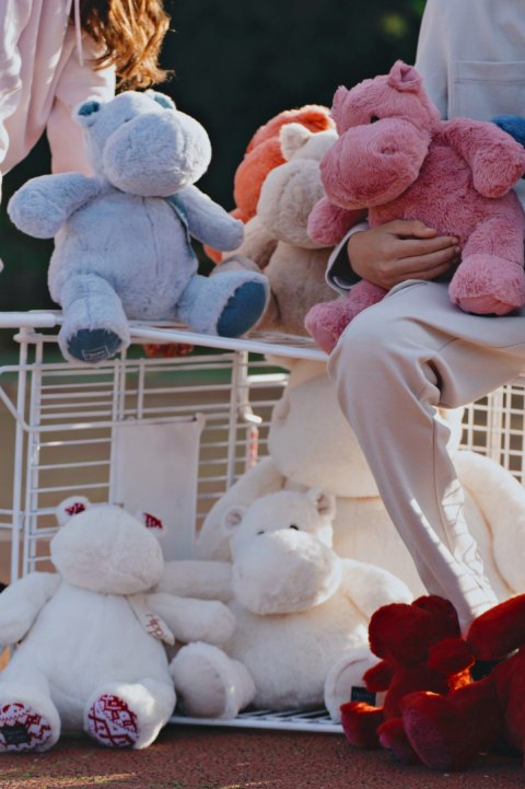 DOUDOU - pluszowy hipopotam Histoire d'Ours, 40 cm, jasnoniebieski