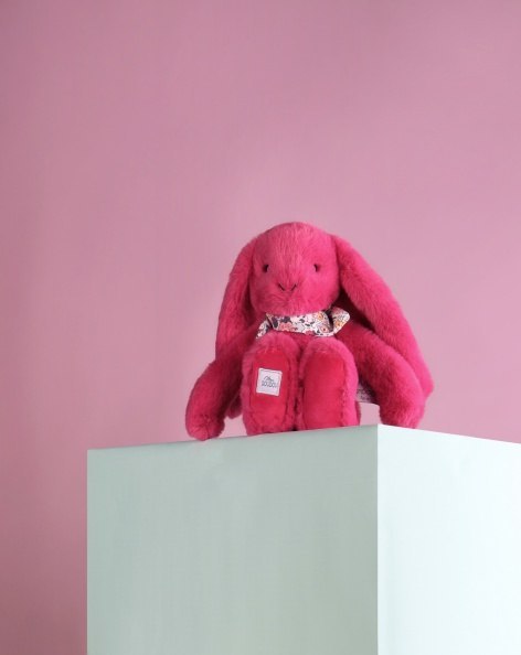 DOUDOU - pluszowy królik Lapin Fleurette Doudou et Compagnie, 25 cm, fuksja