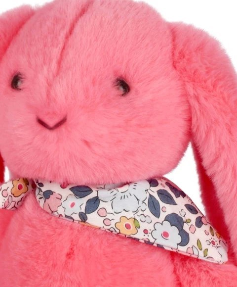 DOUDOU - pluszowy królik Lapin Fleurette Doudou et Compagnie, 25 cm, koral