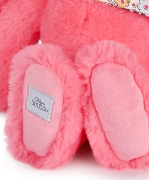 DOUDOU - pluszowy królik Lapin Fleurette Doudou et Compagnie, 25 cm, koral