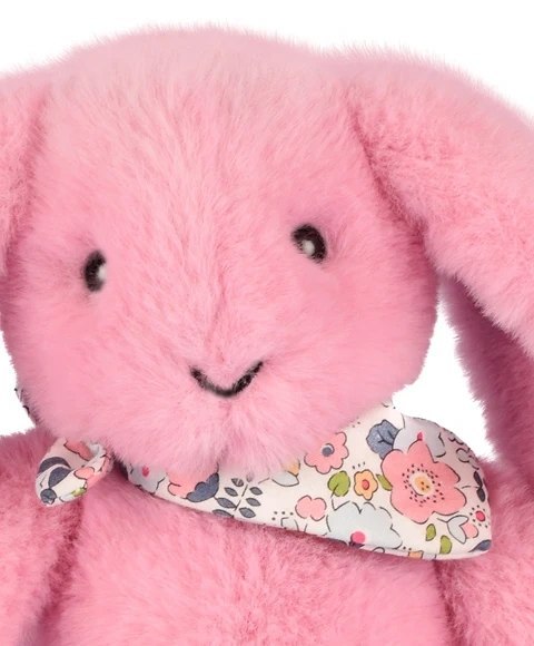 DOUDOU - pluszowy królik Lapin Fleurette Doudou et Compagnie, 25 cm, różowy grenadine
