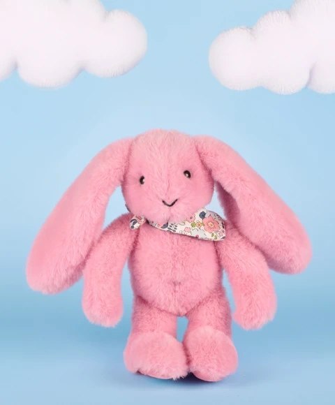 DOUDOU - pluszowy królik Lapin Fleurette Doudou et Compagnie, 25 cm, różowy grenadine