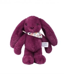 DOUDOU - pluszowy królik Lapin Fleurette Doudou et Compagnie, 25 cm, śliwka