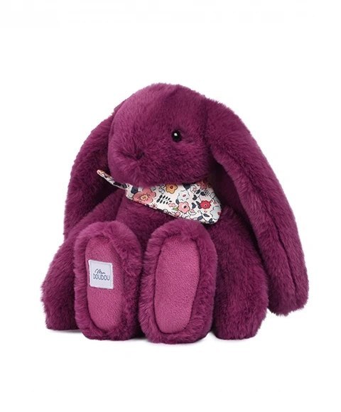 DOUDOU - pluszowy królik Lapin Fleurette Doudou et Compagnie, 25 cm, śliwka