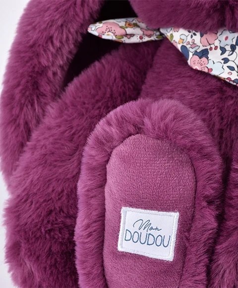 DOUDOU - pluszowy królik Lapin Fleurette Doudou et Compagnie, 25 cm, śliwka