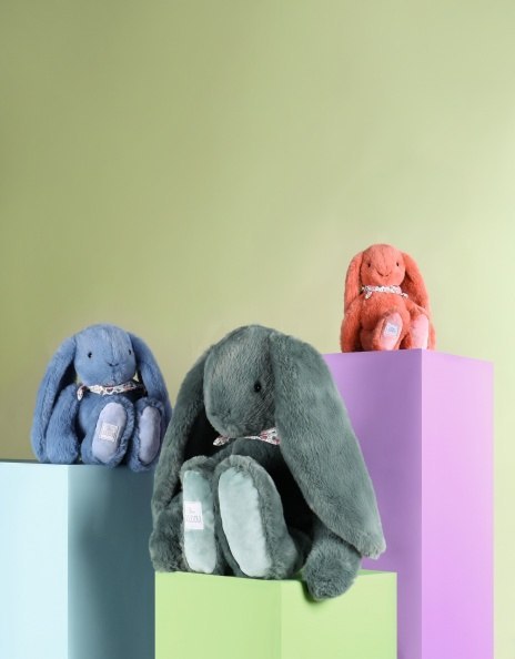 DOUDOU - pluszowy królik Lapin Fleurette Doudou et Compagnie, 25 cm, terakota