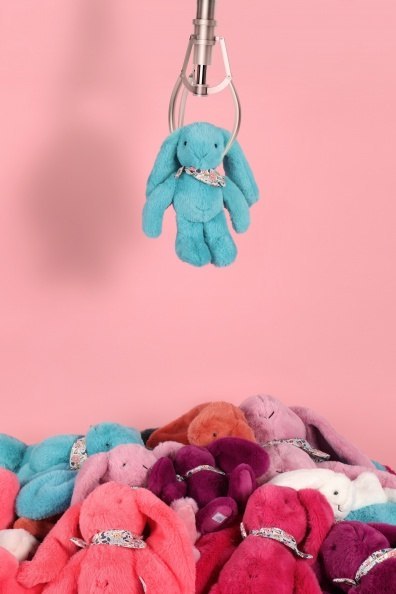DOUDOU - pluszowy królik Lapin Fleurette Doudou et Compagnie, 25 cm, turkus
