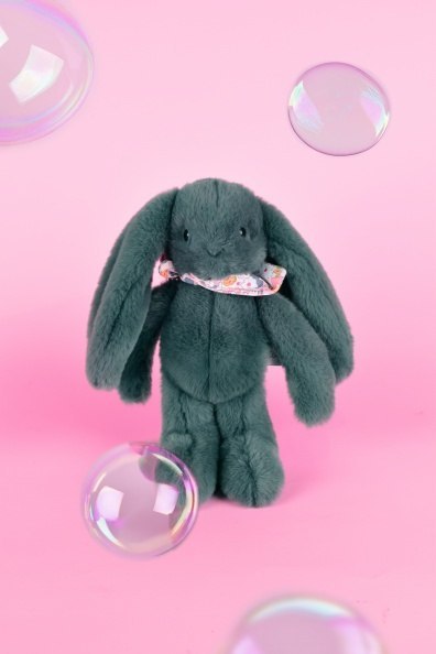 DOUDOU - pluszowy królik Lapin Fleurette Doudou et Compagnie, 25 cm, zielony eukaliptusowy