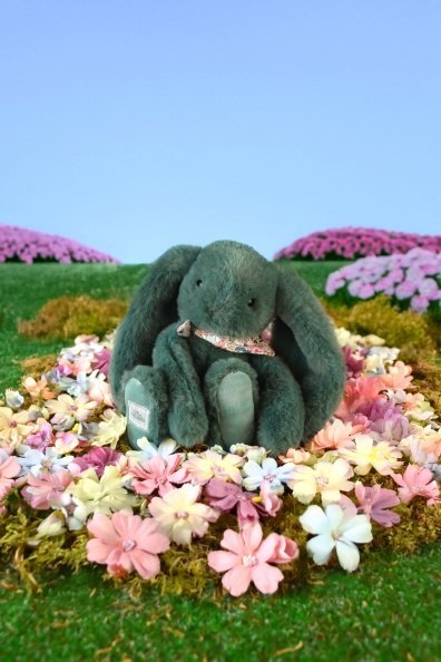 DOUDOU - pluszowy królik Lapin Fleurette Doudou et Compagnie, 25 cm, zielony eukaliptusowy