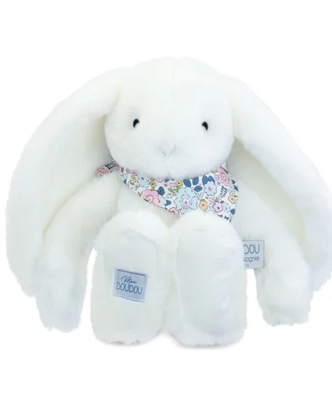 DOUDOU - pluszowy królik Lapin Fleurette Doudou et Compagnie, 35 cm, biały