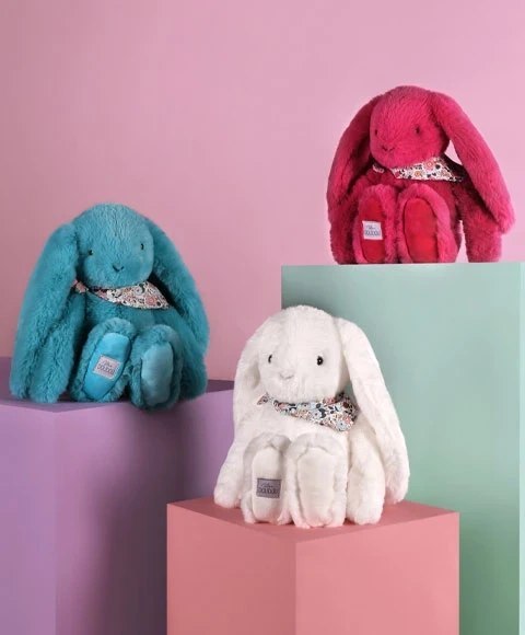 DOUDOU - pluszowy królik Lapin Fleurette Doudou et Compagnie, 35 cm, fuksja