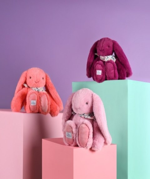 DOUDOU - pluszowy królik Lapin Fleurette Doudou et Compagnie, 35 cm, koral