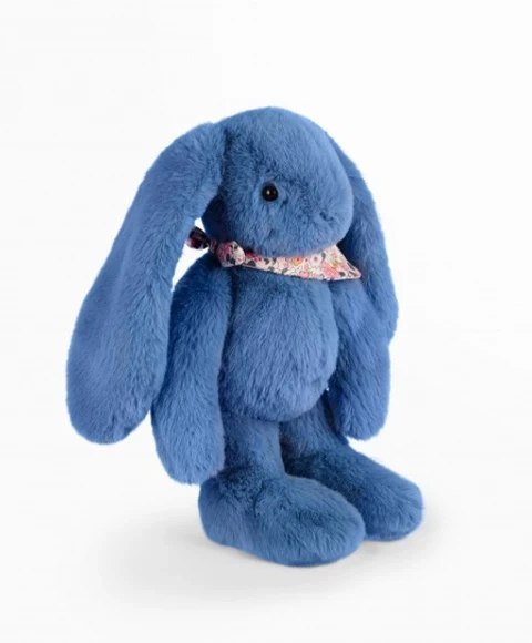 DOUDOU - pluszowy królik Lapin Fleurette Doudou et Compagnie, 35 cm, niebieski