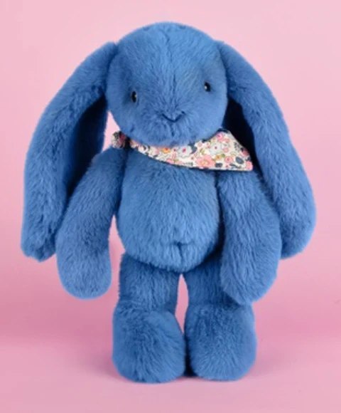 DOUDOU - pluszowy królik Lapin Fleurette Doudou et Compagnie, 35 cm, niebieski