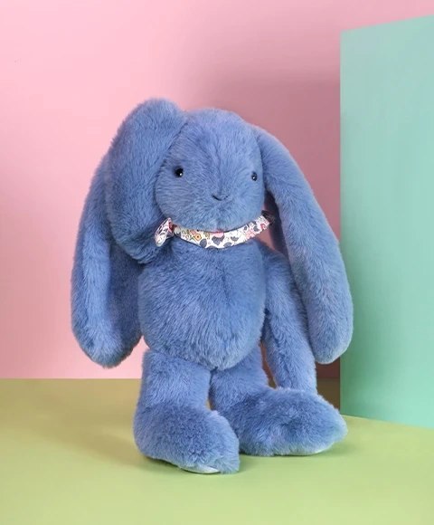 DOUDOU - pluszowy królik Lapin Fleurette Doudou et Compagnie, 35 cm, niebieski