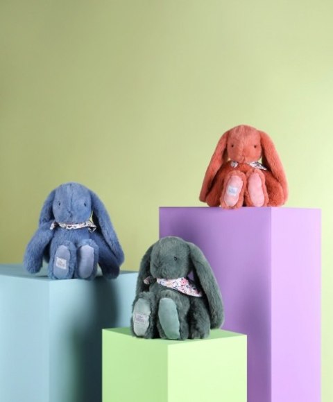 DOUDOU - pluszowy królik Lapin Fleurette Doudou et Compagnie, 35 cm, niebieski