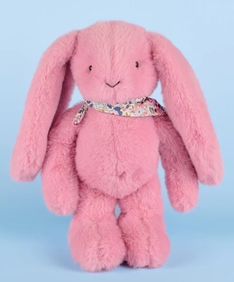 DOUDOU - pluszowy królik Lapin Fleurette Doudou et Compagnie, 35 cm, różowy grenadine