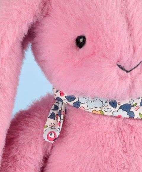 DOUDOU - pluszowy królik Lapin Fleurette Doudou et Compagnie, 35 cm, różowy grenadine