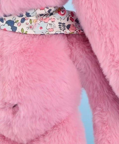 DOUDOU - pluszowy królik Lapin Fleurette Doudou et Compagnie, 35 cm, różowy grenadine