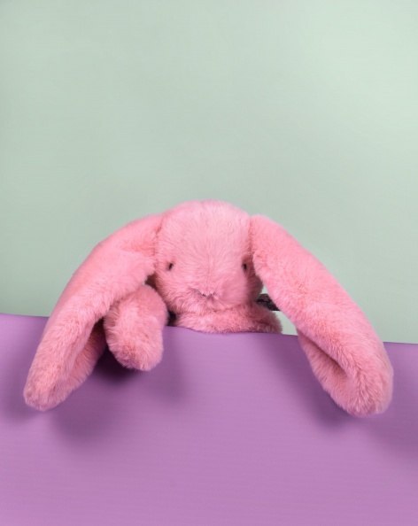 DOUDOU - pluszowy królik Lapin Fleurette Doudou et Compagnie, 35 cm, różowy grenadine