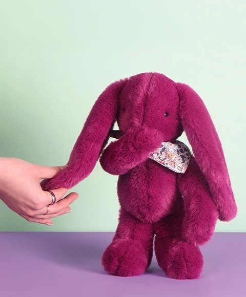 DOUDOU - pluszowy królik Lapin Fleurette Doudou et Compagnie, 35 cm, śliwka