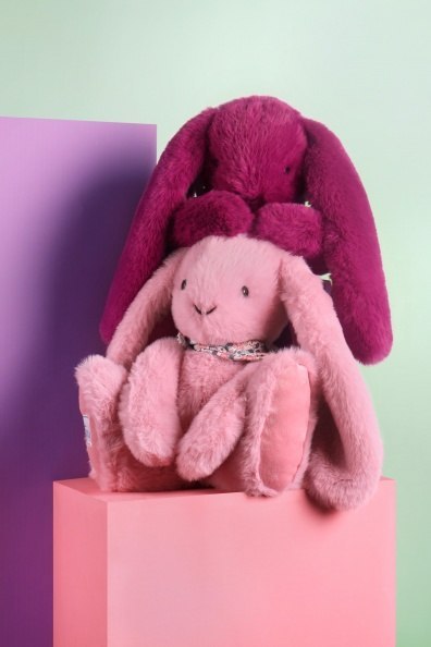 DOUDOU - pluszowy królik Lapin Fleurette Doudou et Compagnie, 35 cm, śliwka